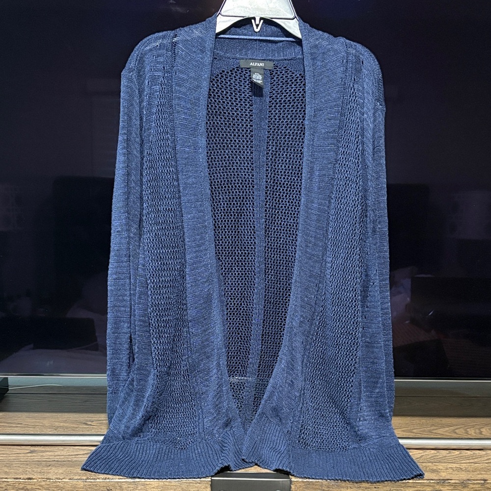 ALFANI Deep Blue Open-Front Cardigan